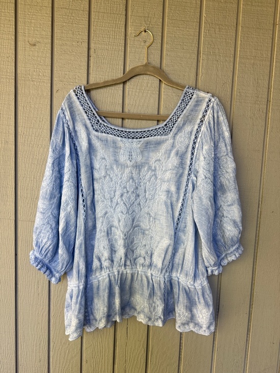 Democracy Tops - Women”s Democracy Blue Lace Top Size XL